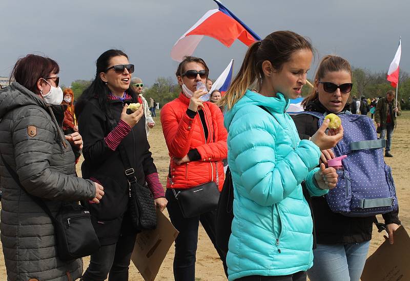 Protestní demonstrace Stop pokusům na dětech v Praze na Letné 1. května.