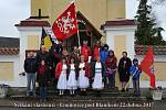 Prapor Vlasteneckého spolku pokřtil louňovický farář, slavnostního aktu se zúčastnily i zdejší ženy v krojích.