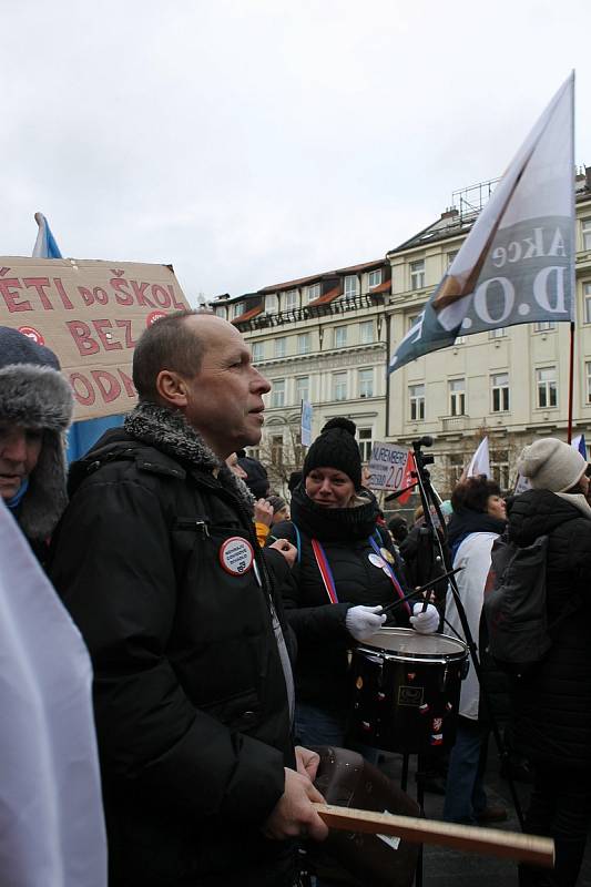 Demonstrace na Václavském náměstí v Praze 9. ledna 2022.