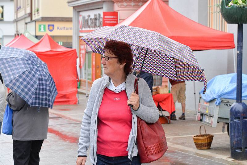 Farmářské trhy v Benešově na Masarykově náměstí.