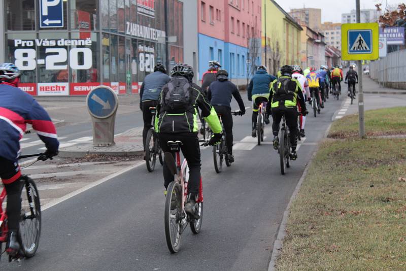 Novoroční vyjížďka benešovských cyklistů 2019.