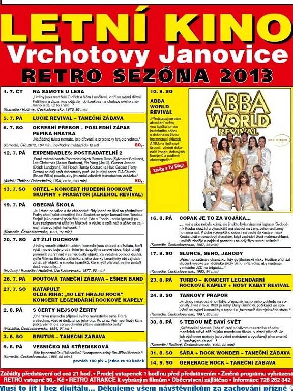 Poslední program letního kina ve Vrchotových Janovicích.