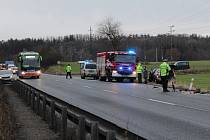 Dopravní nehoda na silnici E55 u Benešova.