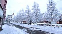 Sníh v Benešově ve čtvrtek 10. ledna 2019 ráno.