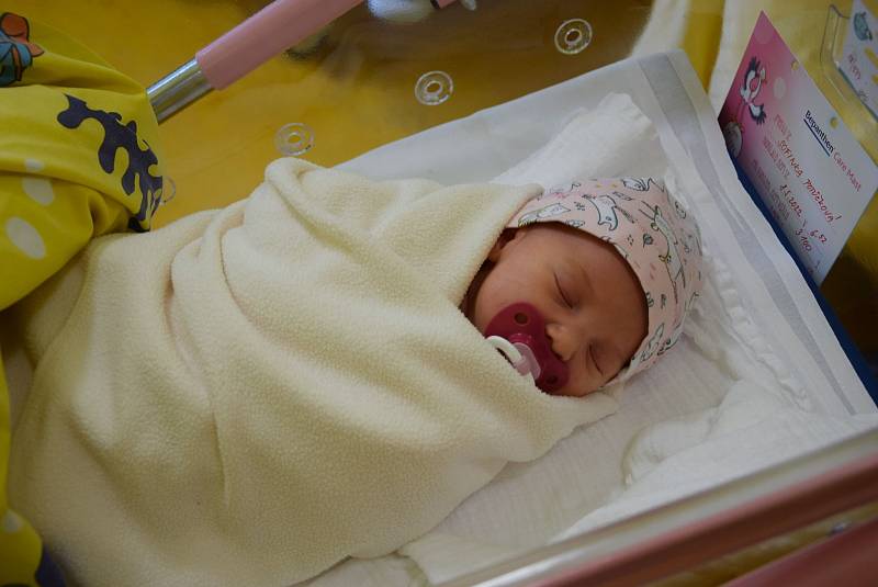 Sofie Potůčková se rodičům Martině s Jánem narodila v benešovské nemocnici 8. května 2022 v 6.52 hodin. Vážila 3100 gramů.