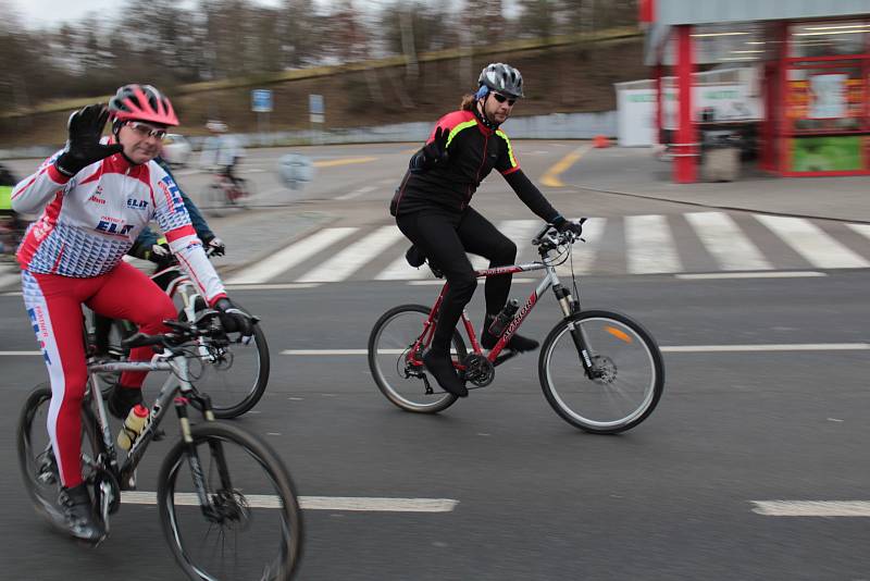 Novoroční vyjížďka benešovských cyklistů 2019.