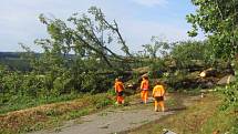 Následky bouřky, která Borovnici zasáhla v pondělí 1. července 2019.