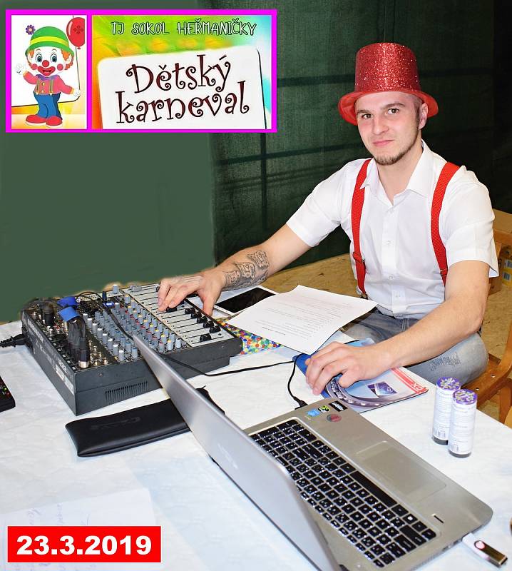 Dětský karneval v sokolovně v Heřmaničkách.