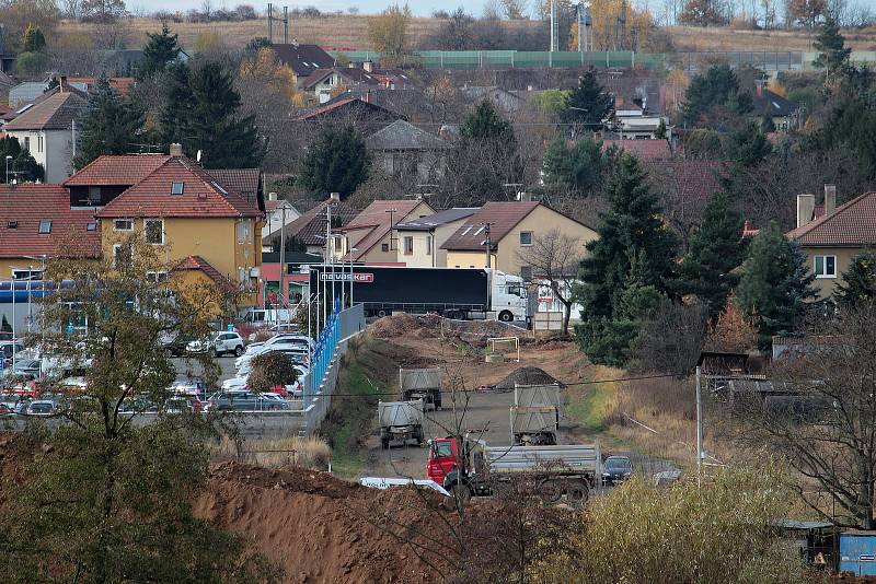 Z výstavby obchvatu Olbramovic, přeložky silnice I/3.