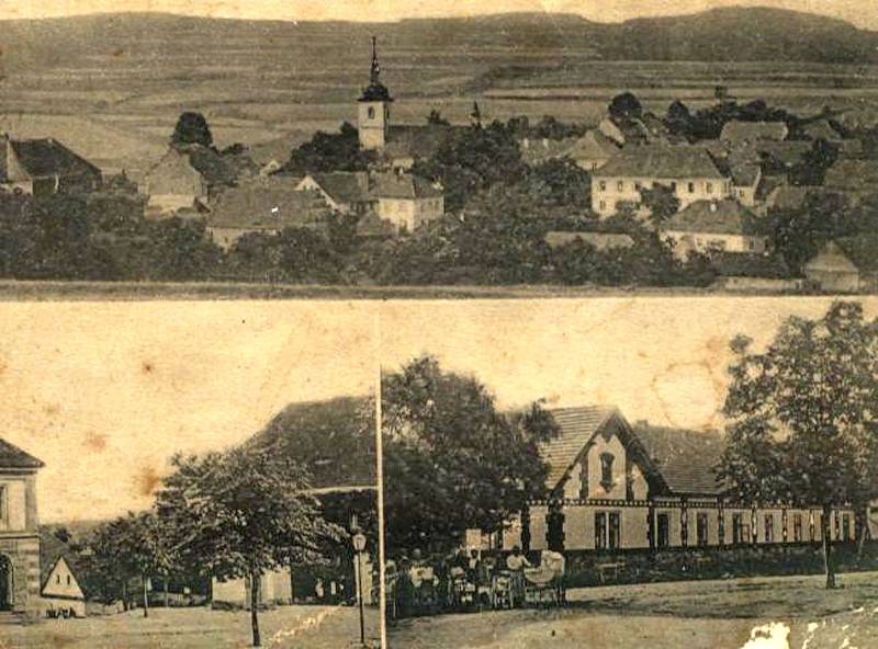 Louňovice pod Blaníkem: pohlednice z roku 1910.
