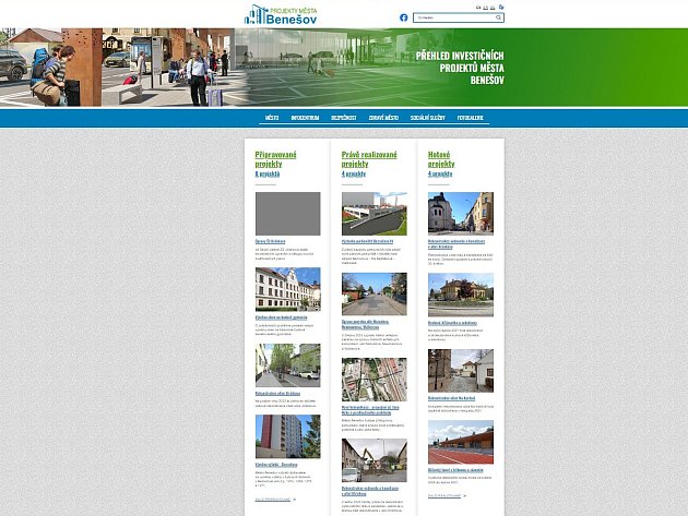 Nové webové stránky přehledně zobrazují plánované, probíhající i dokončené projekty v Benešově. Chybí na nich ale okénko pro diskusi.