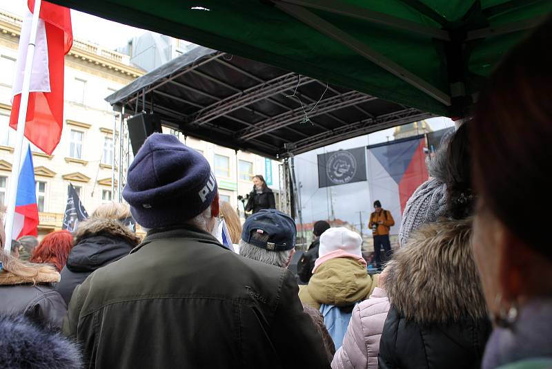 Demonstrace na Václavském náměstí v Praze 9. ledna 2022.