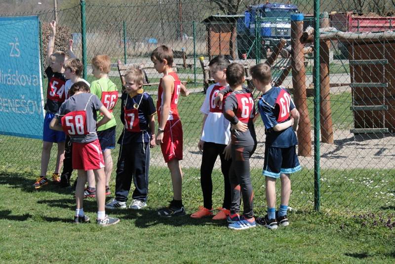 Atletická část plavecko - běžeckého poháru v Benešově.