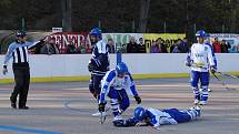 Třetí čtvrtfinálový zápas extraligy hokejbalu Vlašim - Alpiq Kladno 1:2.