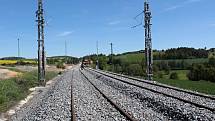 Stavba IV. železničního tranzitního koridoru u Heřmaniček 19. května 2022.