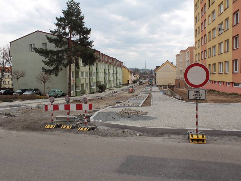 Rekonstrukce Zapovy ulice v Benešově v pátek 5. dubna 2019.