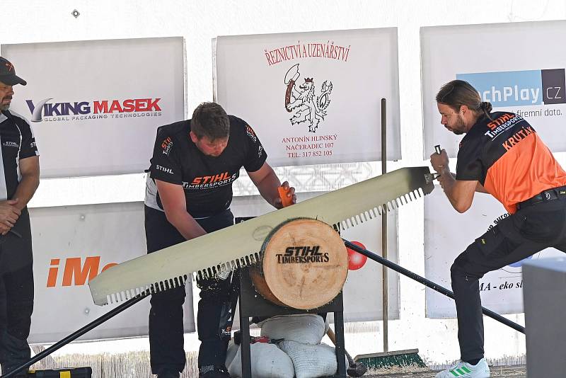 Z dřevorubecké soutěže Stihl Timbersports v zámeckém parku ve Vlašimi.