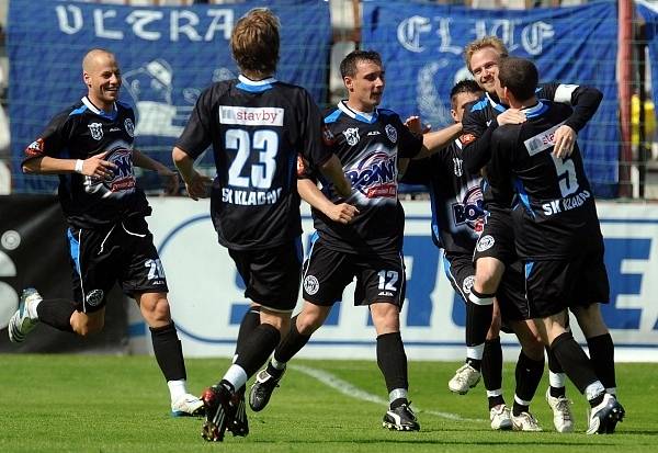 Žižkov - Kladno 2:2, radost Kladna po druhé brance