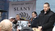 Návštěva prezidenta Miloše Zemana ve Slaném na náměstí.