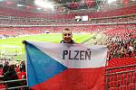 Stadion Wembley, 22. března 2019. Fanoušek Jaroslav Šperl.