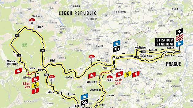 Mapa závodu středočeské Tour de France