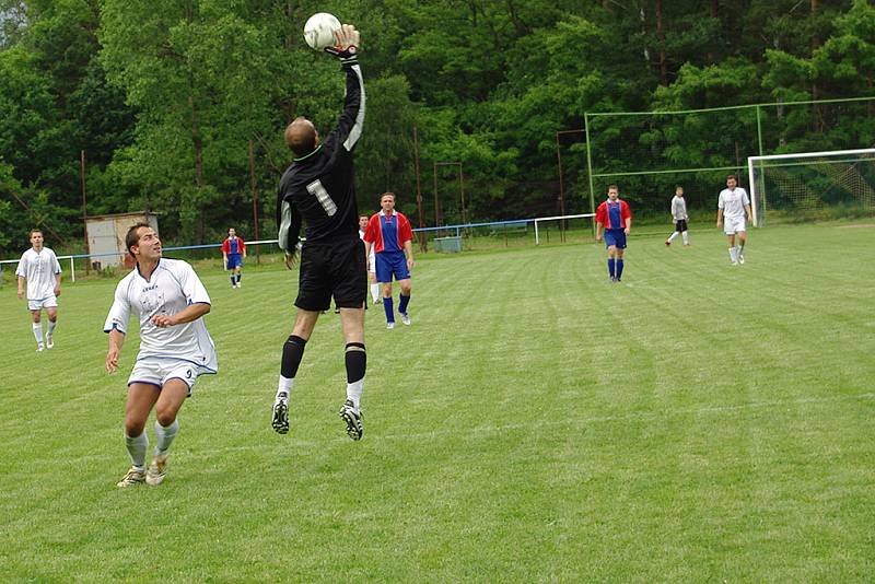 íč přeskakuje brankáře Pcher Malého, ujímá se ho utočník Dokes a následně skončí v síti - 6:0