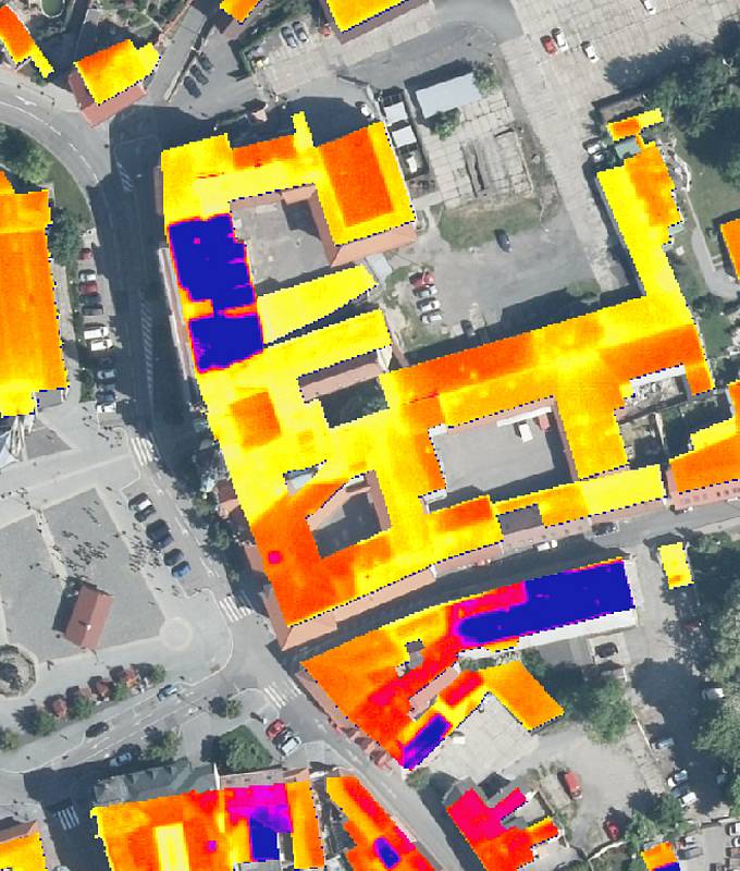 Termomapa - kladenská radnice.