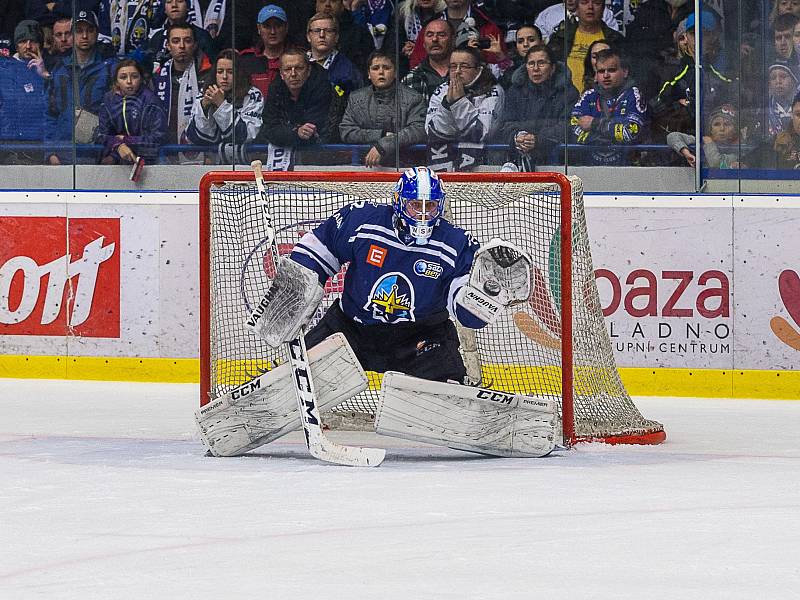 Kladno - Jihlava, čtvrtý zápas play off, hosté vítězí v prodloužení. Miroslav Hanuljak