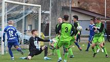 Fotbalisté Velvar (v modrém) v 19. kole ČFL B rozstříleli rezervu FK Mladá Boleslav 5:0.