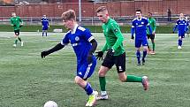 Fotbalová příprava těsně před startem ČFL: Příbram B (v zeleném) - Velvary 2:2.