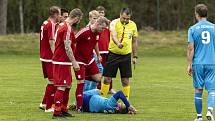 Šlágr III. třídy B: Zichovec (v modrém) doma padl s Klobuky 2:3 po rozstřelu.