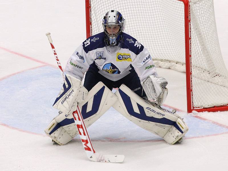 Rytíři Kladno - LHK Jestřábi Prostějov, 1.liga LH 2014-15, 32 kolo, 6.12.14.- Dan Vladař poprvé za Kladno před svým publikem