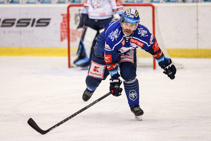 Rytíři Kladno (v modrém) hostili v Chomutově Bílé tygry Liberec.