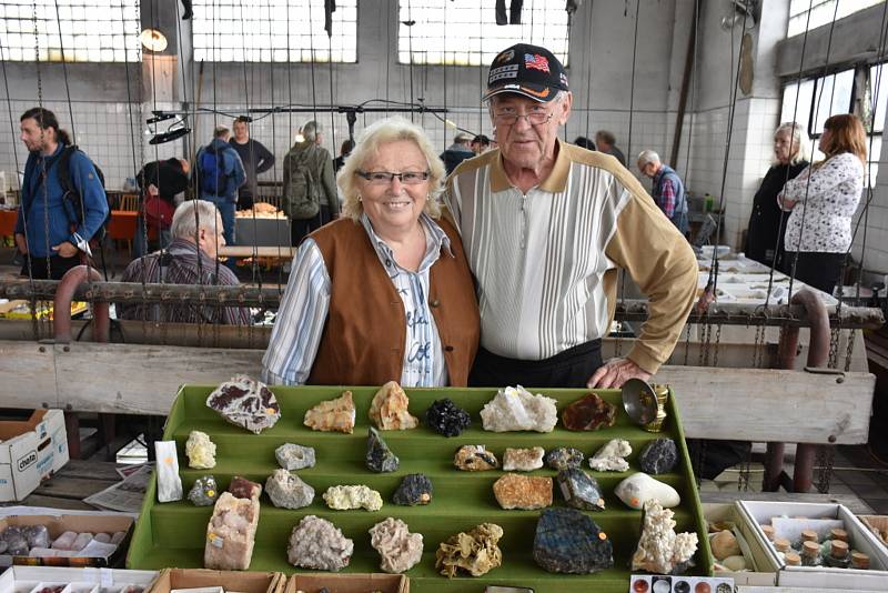 Burza minerálů a fosílií v hornickém skanzenu.