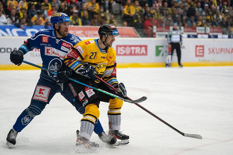 Rytíři Kladno vs. HC Verva Litvínov po první třetině 1:0. Gól Nicolas Hlava, asistence Jaromír Jágr. (19.9.2021)