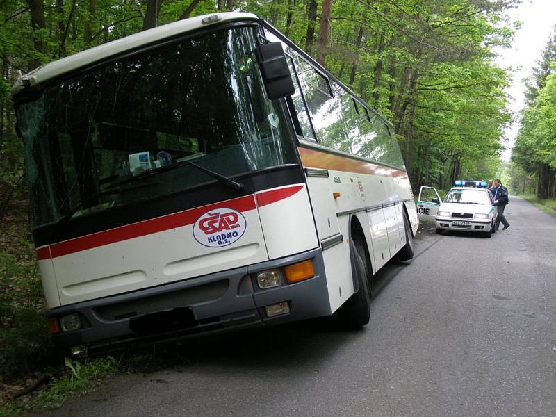 Linkový autobus jedoucí na silnici ze Srb do Kladna havaroval při vyhybání se protijedoucímu vozidlu.