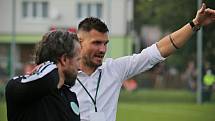 Dominik Rodinger a Mário Lička - trenéři Sokola Hostouň // Sokol Hostouň - FK DUKLA Praha 0:3 (0:1), 1. kolo 24. 8. 2022