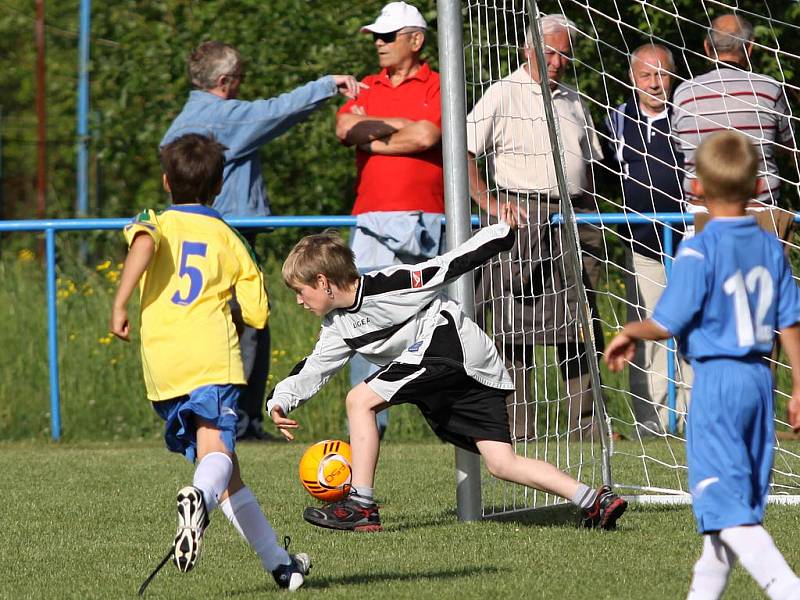 Poločasovou přestávku v derby Doksy -Tuchlovice vyplnil minizápas přípravky SK Doksy. (29.5.2011)