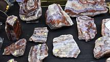 Burza minerálů a fosílií v hornickém skanzenu.