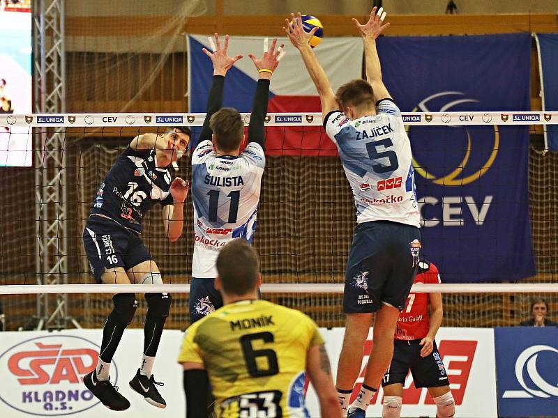 Kladno volejbal cz - Arcada Galati 3:2,  CEV Cup, Kladno, 7. 12. 2017