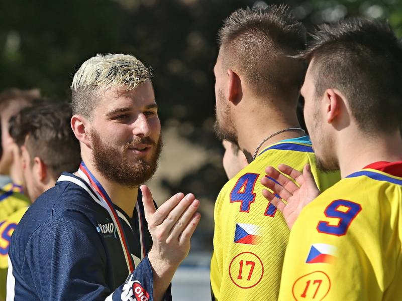 Alpiq Kladno – Kert Praha 0:2  , Kladno 18. 5. 2019, finále Extraligy hokejbalu 2018-9 , Kert vyhrál i třetí zápas a slaví titul.