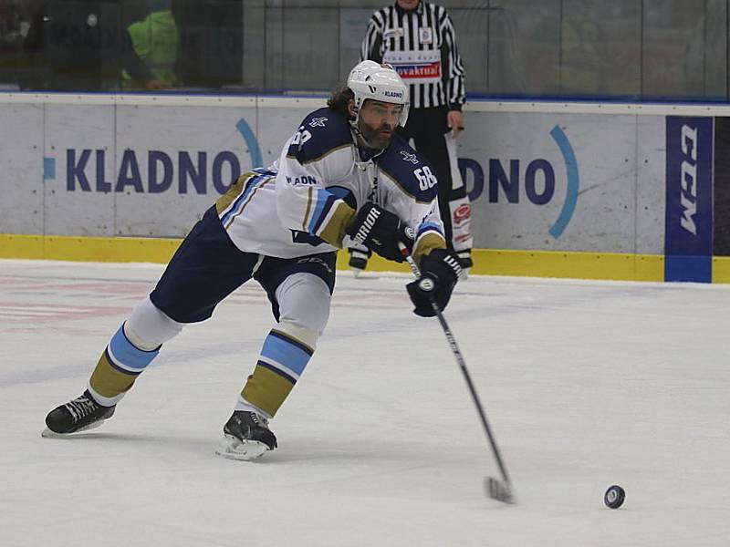 Hokejová Chance liga: Rytíři Kladno - HC Slovan Ústí nad Labem 3:2. Jaromír Jágr po více než roce hrál soutěžní zápas v Kladně.