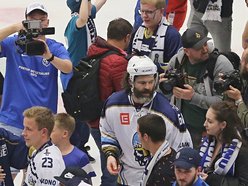 Utkání se neslo v duchu oslav postupu Rytířů do extraligy... //  Rytíři Kladno – Piráti Chomutov 1:2 pp, Chance liga, 21. 4. 2019