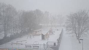 Sněhová bouře v Kladně ve čtvrtek 20. ledna