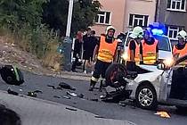 Dopravní nehoda v ulici Leoše Janáčka v Kladně.
