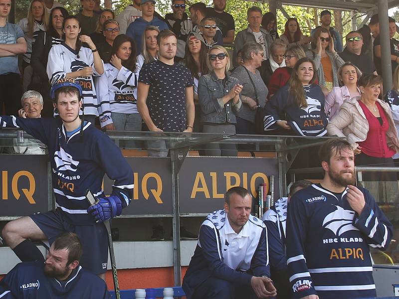 Alpiq Kladno – Kert Praha 0:2  , Kladno 18. 5. 2019, finále Extraligy hokejbalu 2018-9 , Kert vyhrál i třetí zápas a slaví titul.