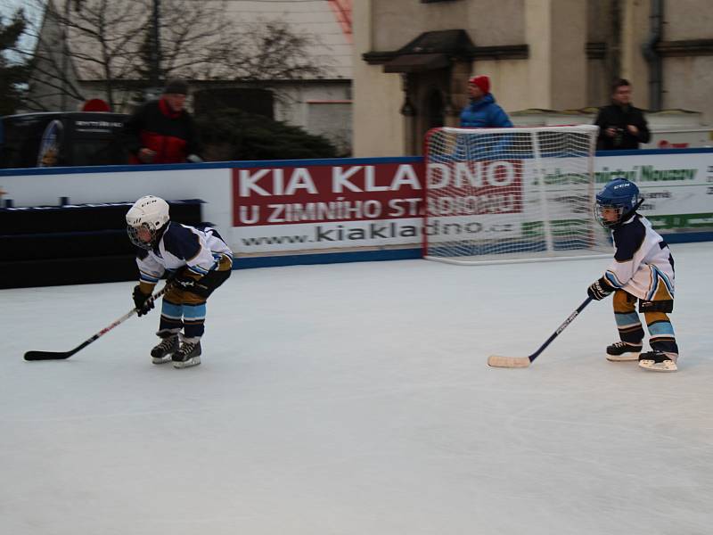 Kluziště na kladenském náměstí v únoru 2019.