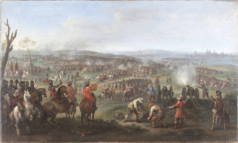Peeter Snayers (?) - Bitva na Bílé Hoře dne 8. listopadu 1620 (Ingolstadt, Bayerisches Armeemuseum), asi 20. léta 17. století, olej na plátně.
