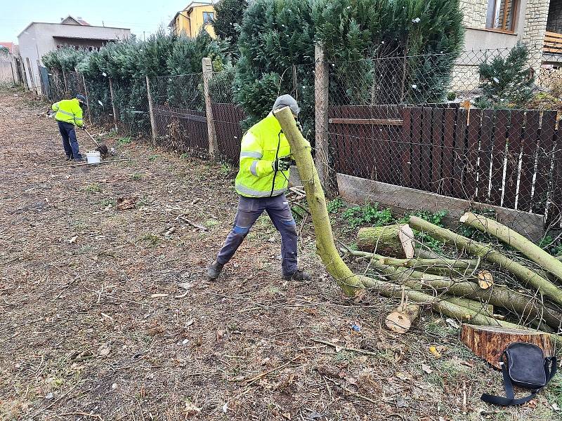 V parku Benar pracují, kromě specializované firmy, i zaměstnanci Technických služeb Slaný.