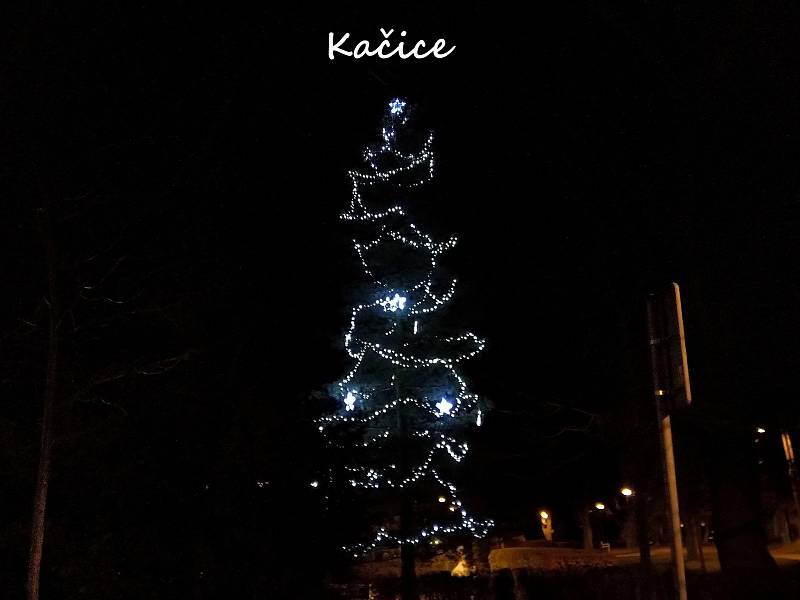 Vánoční strom v obci Kačice.